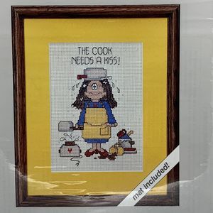Weekenders Cathy The Cook Needs A Kiss Cross Stitch Kit 02747 With Mat 1990